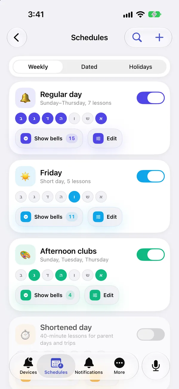 Timetables in the iPhone app